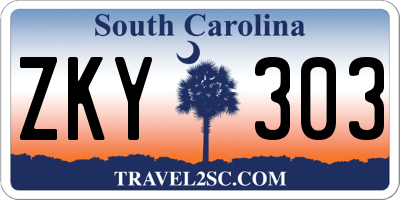 SC license plate ZKY303
