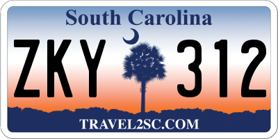 SC license plate ZKY312