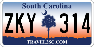 SC license plate ZKY314