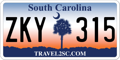 SC license plate ZKY315
