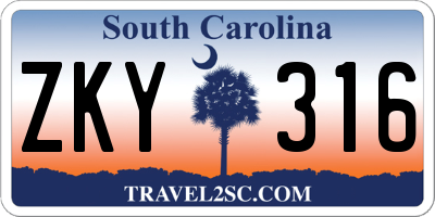 SC license plate ZKY316