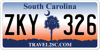 SC license plate ZKY326