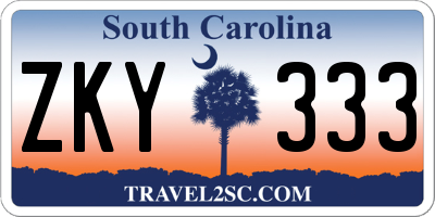 SC license plate ZKY333