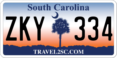 SC license plate ZKY334