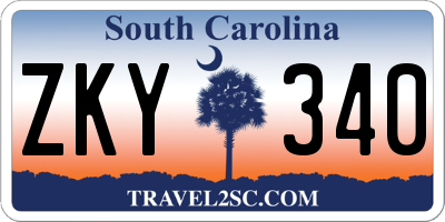 SC license plate ZKY340