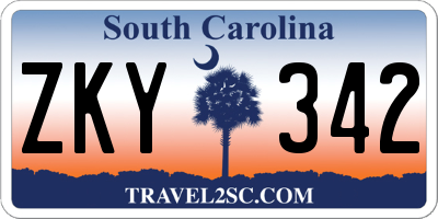 SC license plate ZKY342