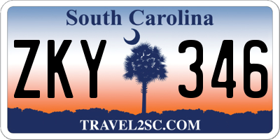 SC license plate ZKY346