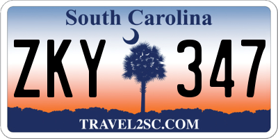 SC license plate ZKY347