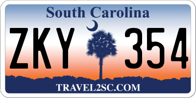 SC license plate ZKY354