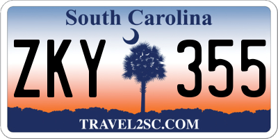 SC license plate ZKY355