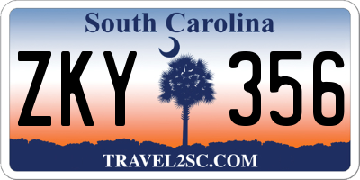 SC license plate ZKY356