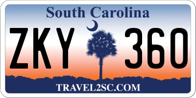 SC license plate ZKY360