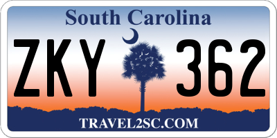 SC license plate ZKY362