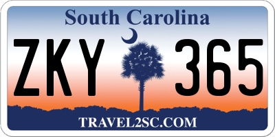 SC license plate ZKY365