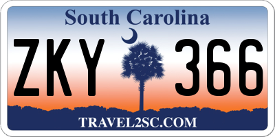 SC license plate ZKY366