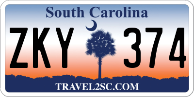 SC license plate ZKY374