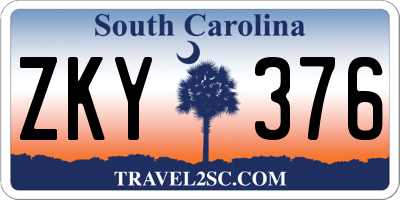 SC license plate ZKY376