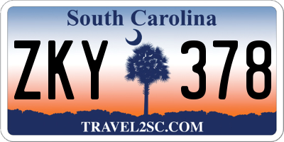 SC license plate ZKY378