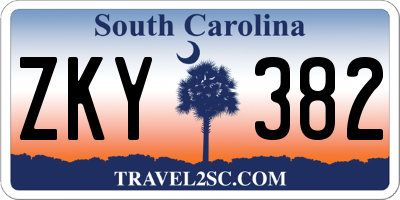 SC license plate ZKY382