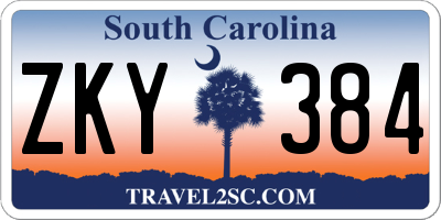 SC license plate ZKY384
