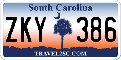 SC license plate ZKY386