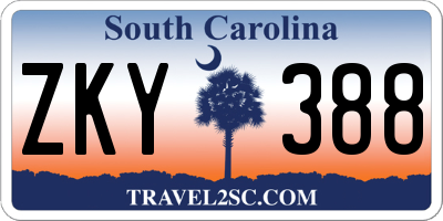 SC license plate ZKY388