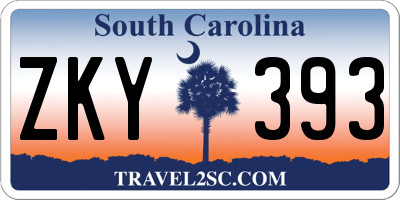 SC license plate ZKY393