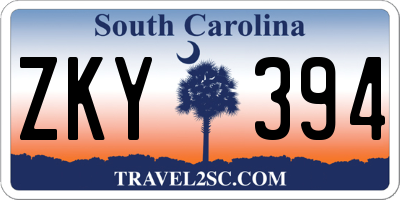SC license plate ZKY394