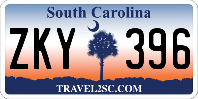 SC license plate ZKY396