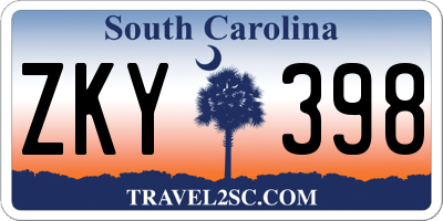 SC license plate ZKY398