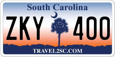 SC license plate ZKY400