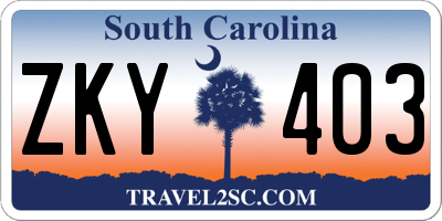 SC license plate ZKY403