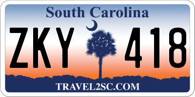 SC license plate ZKY418