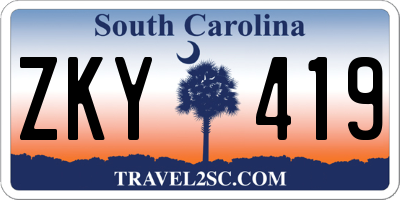 SC license plate ZKY419