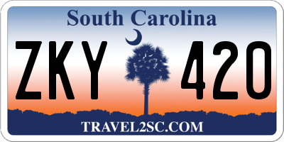 SC license plate ZKY420