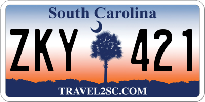 SC license plate ZKY421