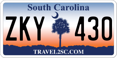 SC license plate ZKY430