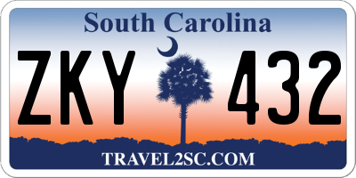 SC license plate ZKY432
