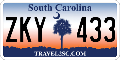 SC license plate ZKY433