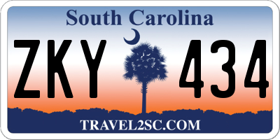 SC license plate ZKY434