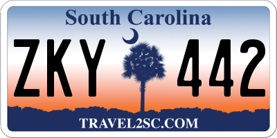 SC license plate ZKY442
