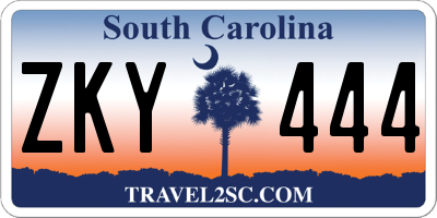 SC license plate ZKY444