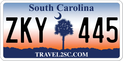 SC license plate ZKY445