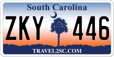 SC license plate ZKY446