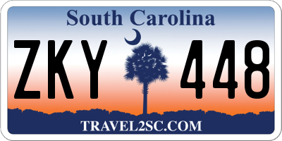 SC license plate ZKY448