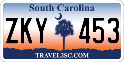 SC license plate ZKY453