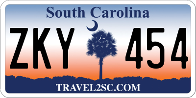 SC license plate ZKY454
