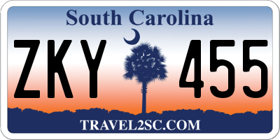 SC license plate ZKY455