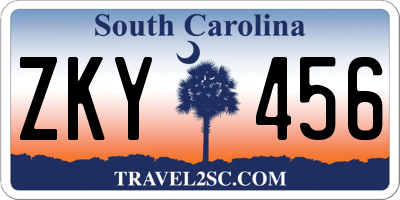 SC license plate ZKY456