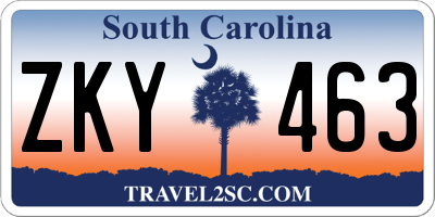 SC license plate ZKY463